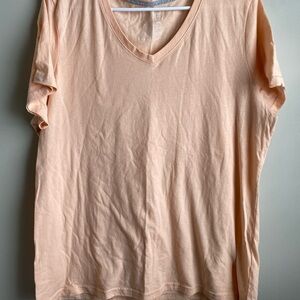Peach V-Neck Short Sleeve Tee